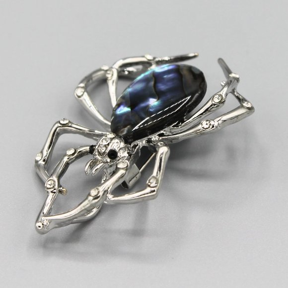 Spider pin brooch silver tone shell new - Picture 4 of 6